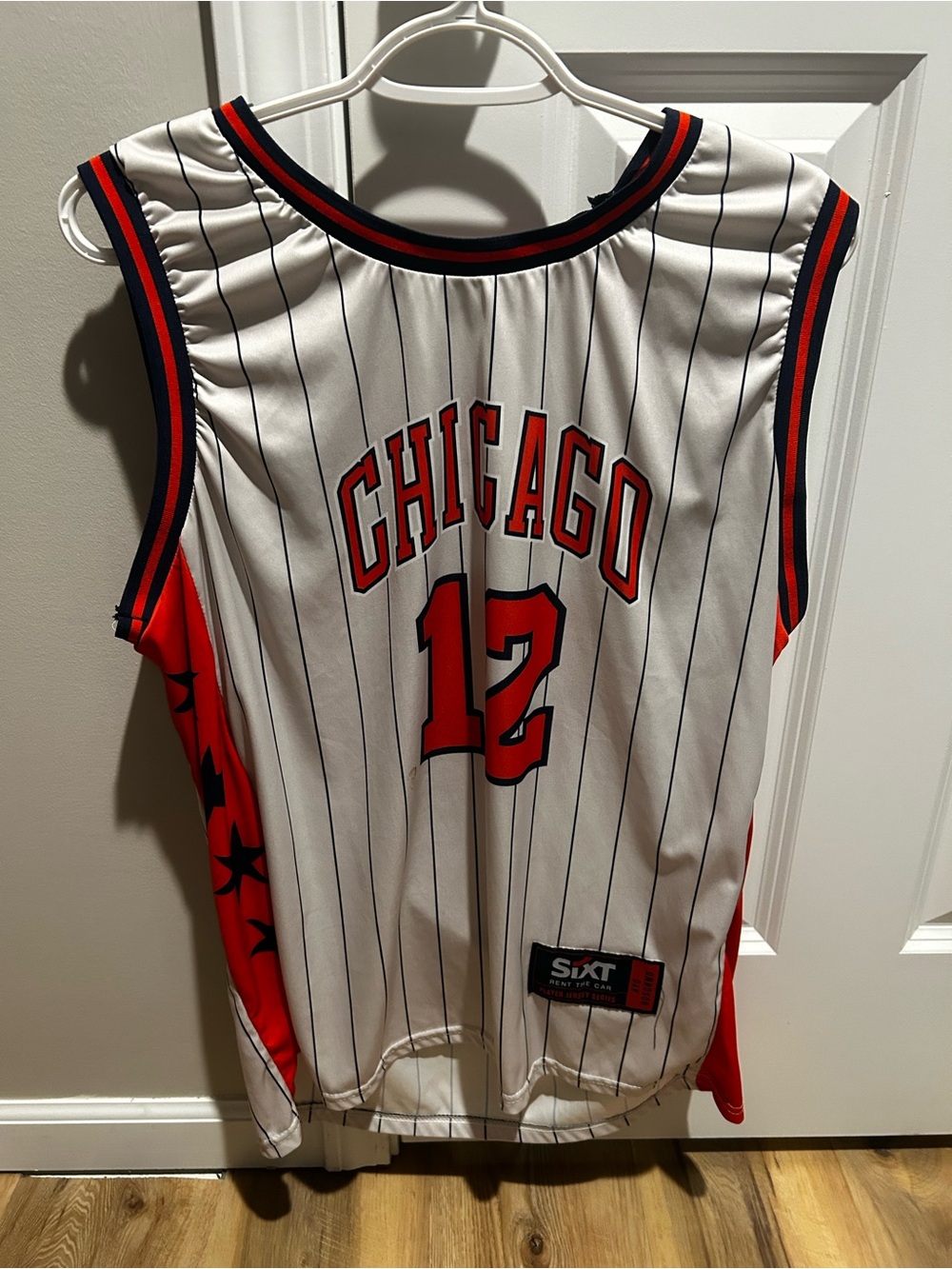 Source Unknown Chicago White Pinstripe Red Accent #12 Tank Top